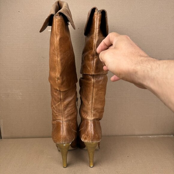 Jessica Simpson Cognac Leather Platform Slouch Boots Size 6.5B AS-IS/REPAIR - Picture 7 of 13
